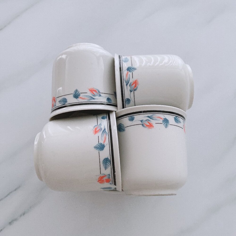 Vintage CAC Ceramic Hua Yi Rare Source of Fine China Tea Cup and Saucer Set of 4